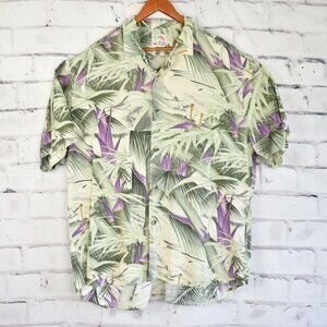 Vintage 80s 90s Jams World Palm Print Silk Hawaiian Shirt